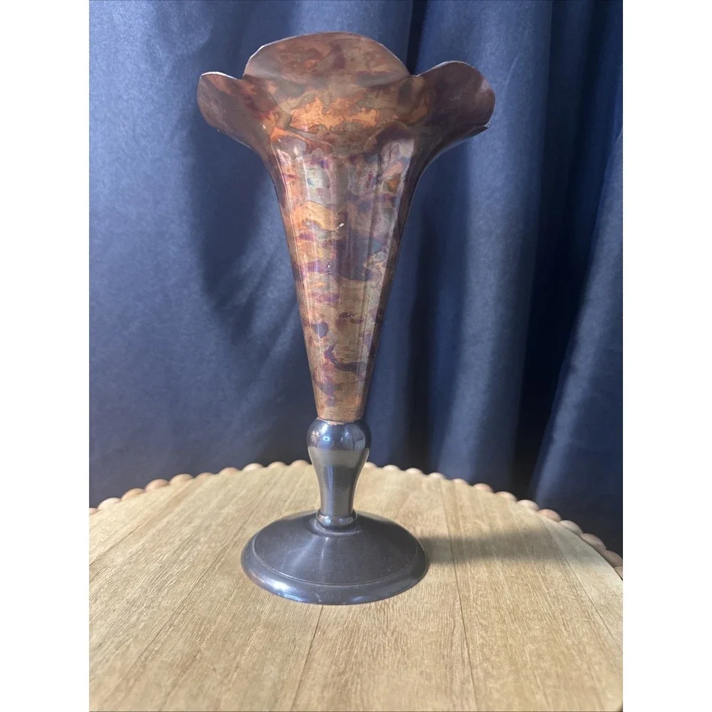 Old Vintage Copper And Brass Candle Holder 9